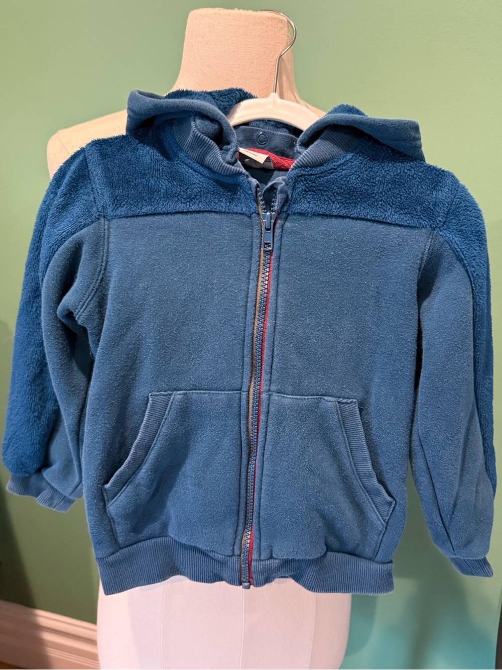 Polarn O. Pyret Blue Kids Fleece Zip Hoodie Sz 4-5 Years